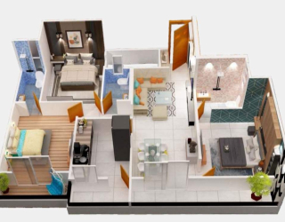 Shyama realty presented by Amol sona heights 3BHK 3D Plan